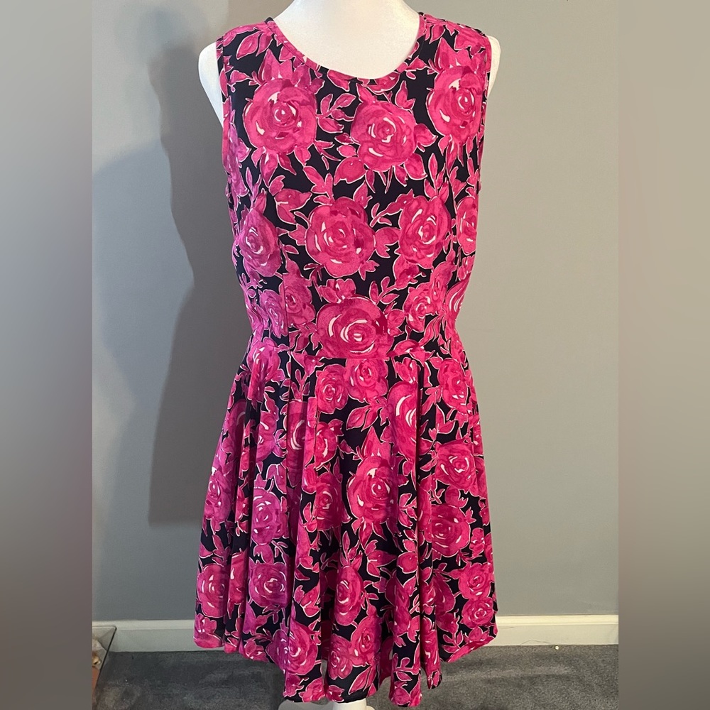 Maison Jules pink floral midi dress, size M